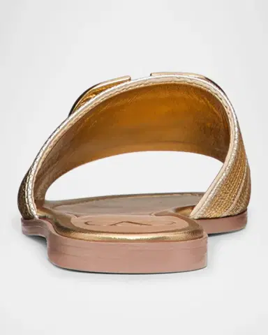 Valentino Garavani VLogo Metallic Flat Slide Sandals | Thumbnail 4 Valentino Garavani VLogo Metallic Flat Slide Sandals | Thumbnail 4