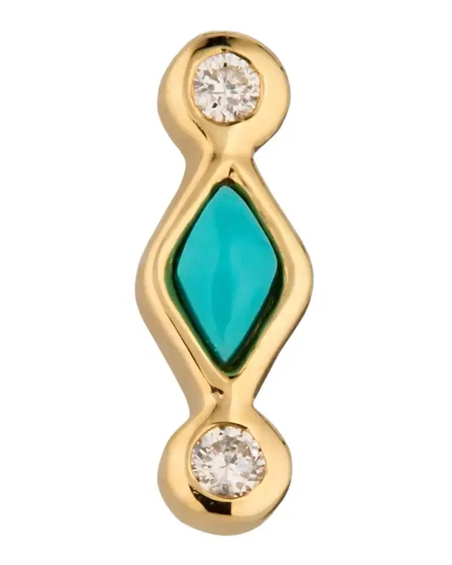 Turquoise and Diamond Bezel Stud Earrings