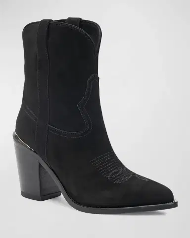 Partlow Leigh Anne Suede Western Ankle Booties | Thumbnail 3