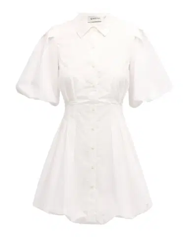 SIMKHAI Cleo Polin Balloon-Sleeve Pleated Mini Dress | Thumbnail 1