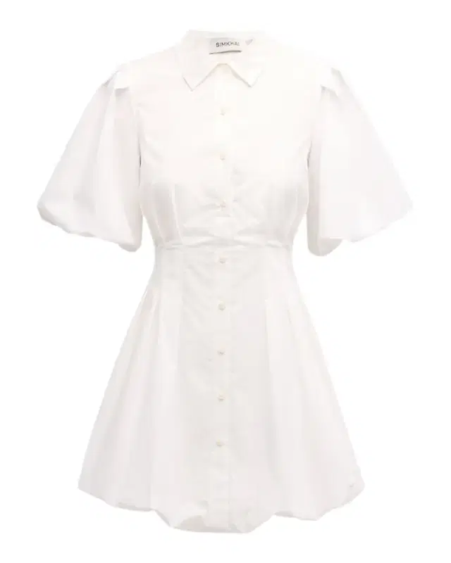 Cleo Polin Balloon-Sleeve Pleated Mini Dress