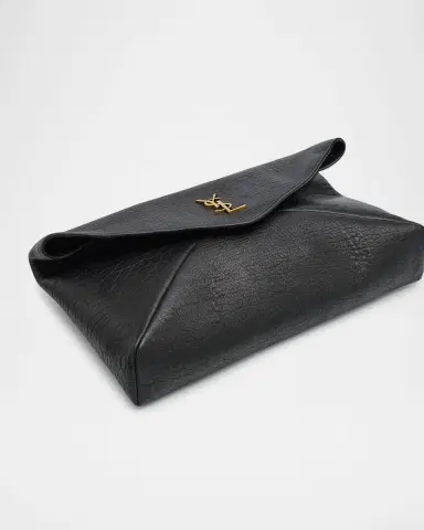 Saint Laurent Large YSL Envelope Pouch Clutch Bag in Leather | Thumbnail 7 Saint Laurent Large YSL Envelope Pouch Clutch Bag in Leather | Thumbnail 7