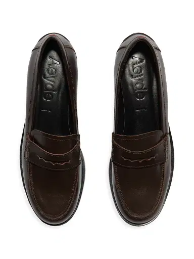 aeyde Women's 25MM Leather Penny Loafers - Moka - Size 8.5 | Thumbnail 3