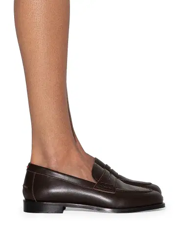 aeyde Women's 25MM Leather Penny Loafers - Moka - Size 8.5 | Thumbnail 6