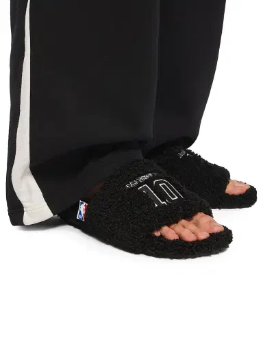 Balenciaga Men's x NBA Collaboration Furry Open Mules - Black White - Size 10 | Thumbnail 5