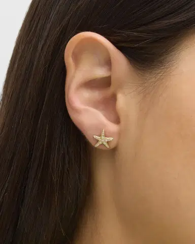 Sydney Evan 14K Yellow Gold Starfish Stud Earring, Single | Thumbnail 2 Sydney Evan 14K Yellow Gold Starfish Stud Earring, Single | Thumbnail 2