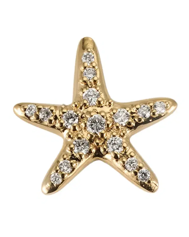 14K Yellow Gold Starfish Stud Earring, Single