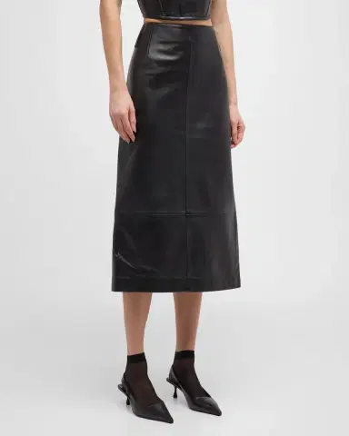 Marc Jacobs Leather Slim Pencil Midi Skirt | Thumbnail 2 Marc Jacobs Leather Slim Pencil Midi Skirt | Thumbnail 2