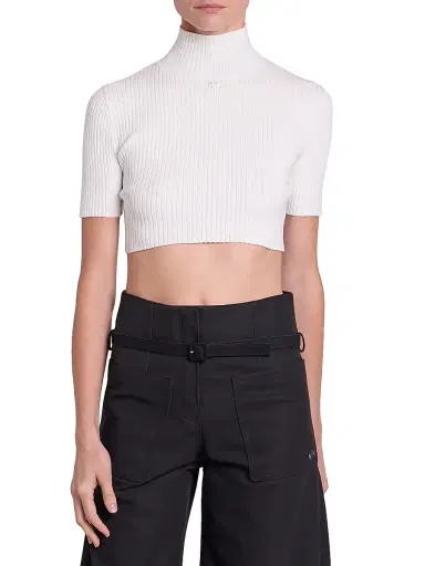 Courrèges Women's Rib-Knit Crop Top - Heritage White | Thumbnail 3 Courrèges Women's Rib-Knit Crop Top - Heritage White | Thumbnail 3
