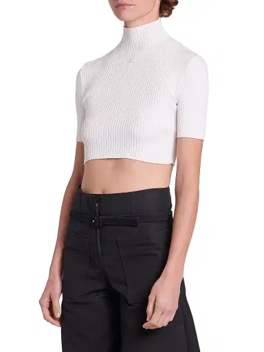 Courrèges Women's Rib-Knit Crop Top - Heritage White | Thumbnail 4 Courrèges Women's Rib-Knit Crop Top - Heritage White | Thumbnail 4