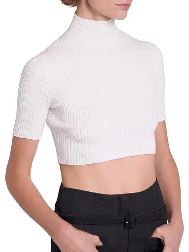 Courrèges Women's Rib-Knit Crop Top - Heritage White | Thumbnail 6 Courrèges Women's Rib-Knit Crop Top - Heritage White | Thumbnail 6