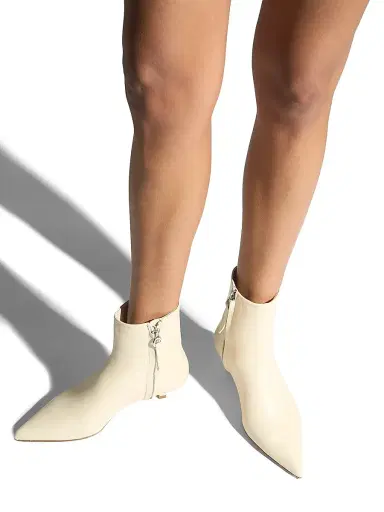 aeyde Women's 35MM Leather Ankle Boots - Creamy - Size 6 | Thumbnail 3 aeyde Women's 35MM Leather Ankle Boots - Creamy - Size 6 | Thumbnail 3