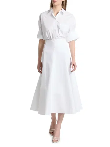 Jacquemus Women's Cotton A-Line Midi-Skirt - White - Size 8 | Thumbnail 2