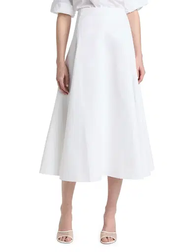 Jacquemus Women's Cotton A-Line Midi-Skirt - White - Size 8 | Thumbnail 3