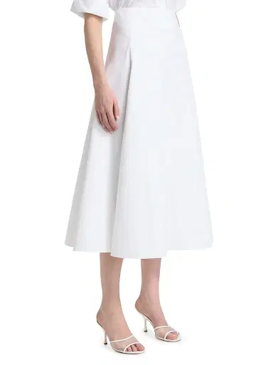 Jacquemus Women's Cotton A-Line Midi-Skirt - White - Size 8 | Thumbnail 4