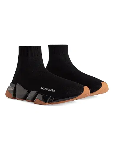 Balenciaga Men's Speed 2.0 Full Clear Sole Knit Sneakers - Black Orange - Size 12 | Thumbnail 2 Balenciaga Men's Speed 2.0 Full Clear Sole Knit Sneakers - Black Orange - Size 12 | Thumbnail 2