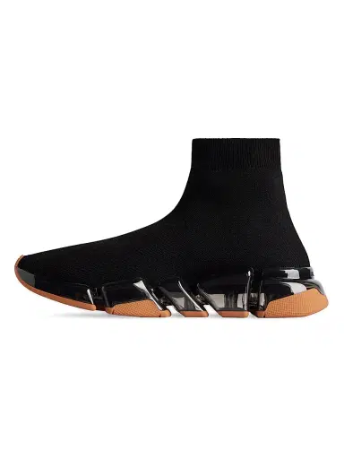 Balenciaga Men's Speed 2.0 Full Clear Sole Knit Sneakers - Black Orange - Size 12 | Thumbnail 4 Balenciaga Men's Speed 2.0 Full Clear Sole Knit Sneakers - Black Orange - Size 12 | Thumbnail 4