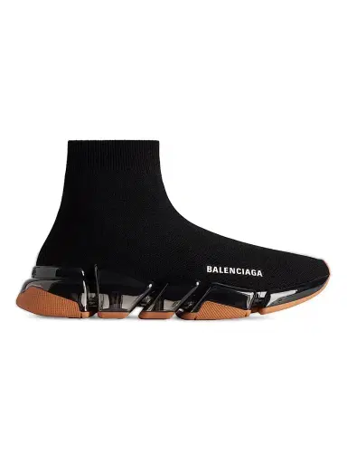 Balenciaga Men's Speed 2.0 Full Clear Sole Knit Sneakers - Black Orange - Size 12 | Thumbnail 1 Balenciaga Men's Speed 2.0 Full Clear Sole Knit Sneakers - Black Orange - Size 12 | Thumbnail 1