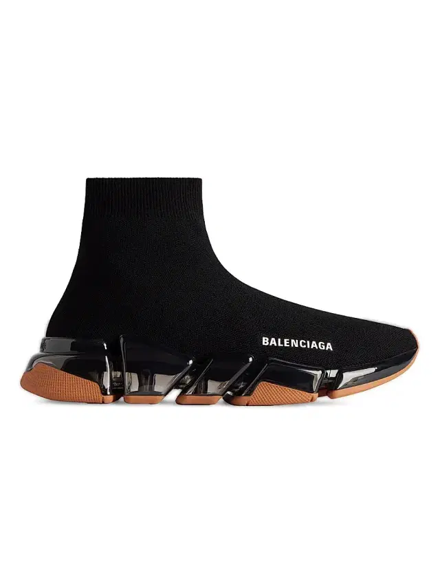 Men's Speed 2.0 Full Clear Sole Knit Sneakers - Black Orange