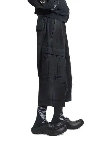 Balenciaga Men's Cropped Cargo Pants - Black - Size 34 | Thumbnail 5