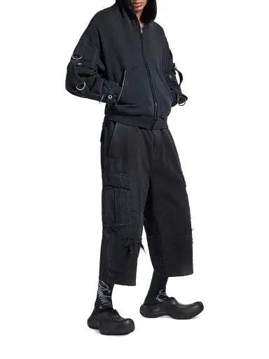 Balenciaga Men's Cropped Cargo Pants - Black - Size 34 | Thumbnail 6