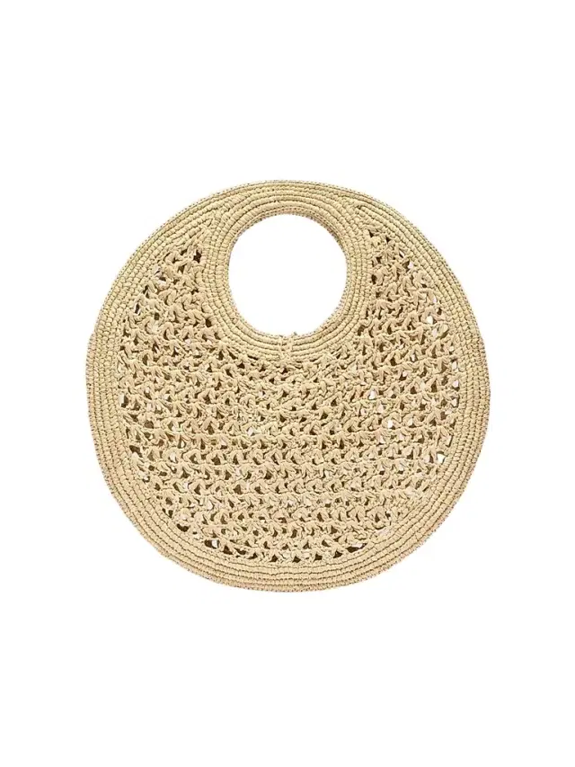 Women's Le Petit Rond Crotchet-Knit Raffia Bag - Natural
