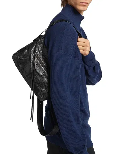 Balenciaga Men's Le City Moto Small Crossbody Bag - Black | Thumbnail 4