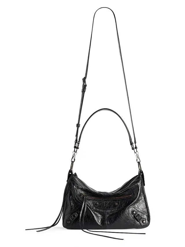 Balenciaga Men's Le City Moto  Crossbody Bag - Black