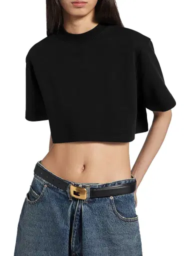 Balenciaga Women's Cropped T-Shirt - Black | Thumbnail 2 Balenciaga Women's Cropped T-Shirt - Black | Thumbnail 2