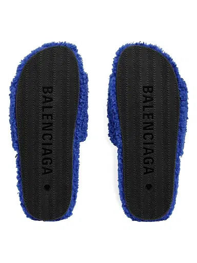 Balenciaga Men's x NBA Collaboration Furry Open Mules - Blue White - Size 12 | Thumbnail 3