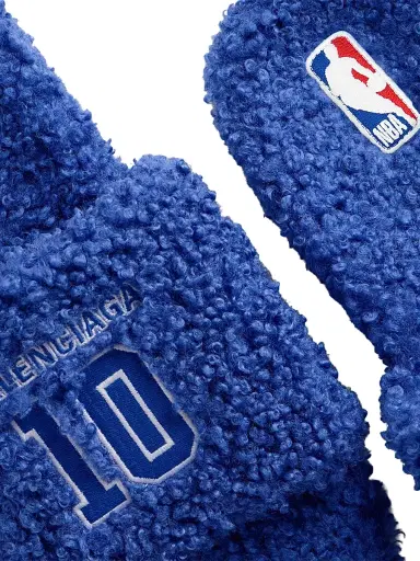 Balenciaga Men's x NBA Collaboration Furry Open Mules - Blue White - Size 12 | Thumbnail 4