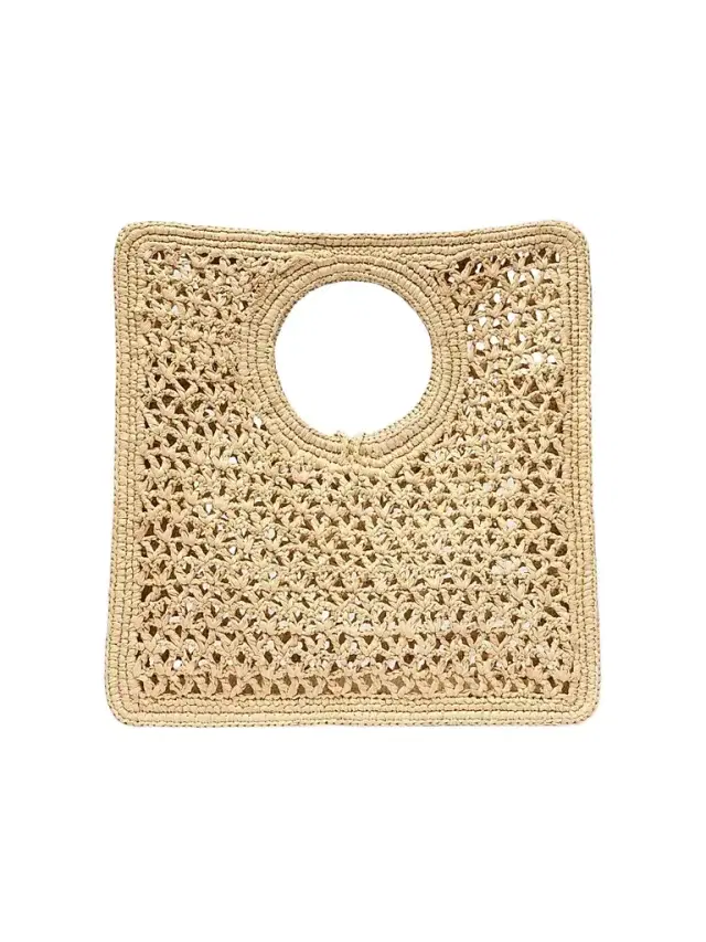 Jacquemus Women's Le Petit Carré Crotchet-Knit Raffia Bag - Natural