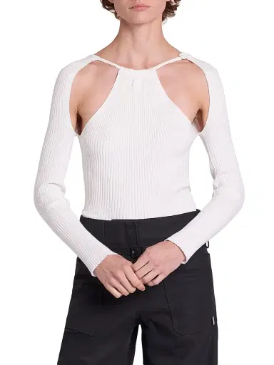 Courrèges Women's Rib-Knit Cut-Out Sweater | Thumbnail 3 Courrèges Women's Rib-Knit Cut-Out Sweater | Thumbnail 3