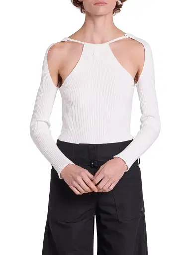 Courrèges Women's Rib-Knit Cut-Out Sweater | Thumbnail 7 Courrèges Women's Rib-Knit Cut-Out Sweater | Thumbnail 7