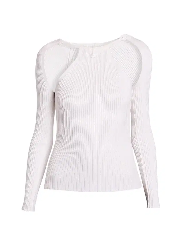 Courreges Women's Rib-Knit Cut-Out Sweater - Heritage White