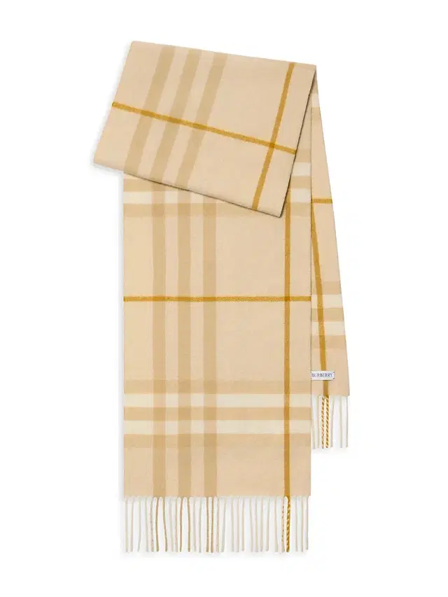 Burberry Women's Check Cashmere Scarf - White Denim