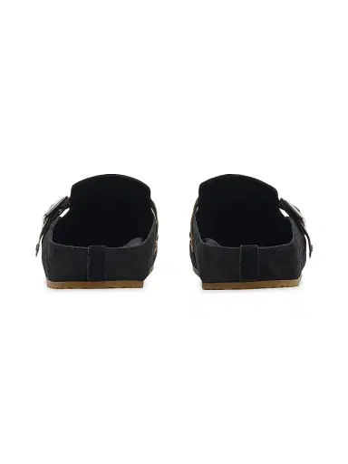 Burberry Men's Urchin Check-Trimmed Suede Clogs - Black - Size 13 | Thumbnail 3