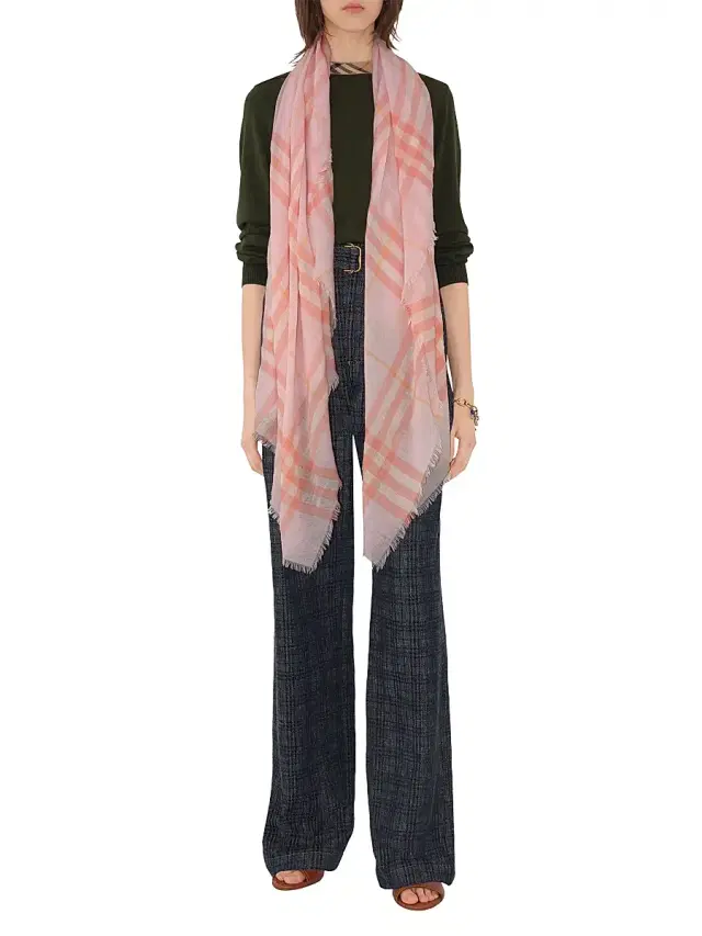 Women's Check Wool Scarf - Sugar