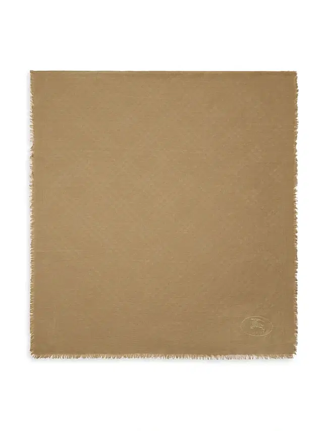Burberry Women's Fringed Check Wool Scarf - Sand