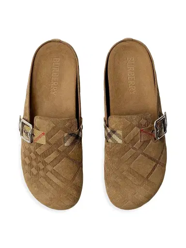Burberry Men's Urchin Check-Trimmed Suede Clogs - Jute - Size 13 | Thumbnail 4 Burberry Men's Urchin Check-Trimmed Suede Clogs - Jute - Size 13 | Thumbnail 4