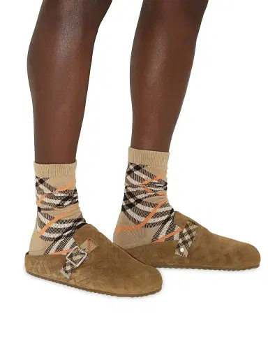 Burberry Men's Urchin Check-Trimmed Suede Clogs - Jute - Size 13 | Thumbnail 6 Burberry Men's Urchin Check-Trimmed Suede Clogs - Jute - Size 13 | Thumbnail 6
