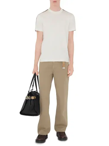 Burberry Men's Check Shoulder Cotton T-Shirt | Thumbnail 2 Burberry Men's Check Shoulder Cotton T-Shirt | Thumbnail 2