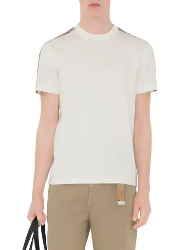 Burberry Men's Check Shoulder Cotton T-Shirt | Thumbnail 3 Burberry Men's Check Shoulder Cotton T-Shirt | Thumbnail 3