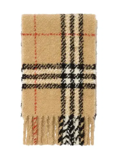 Burberry Women's Check Wool Bouclé Scarf | Thumbnail 2 Burberry Women's Check Wool Bouclé Scarf | Thumbnail 2