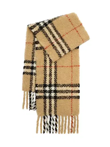 Burberry Women's Check Wool Bouclé Scarf | Thumbnail 1 Burberry Women's Check Wool Bouclé Scarf | Thumbnail 1