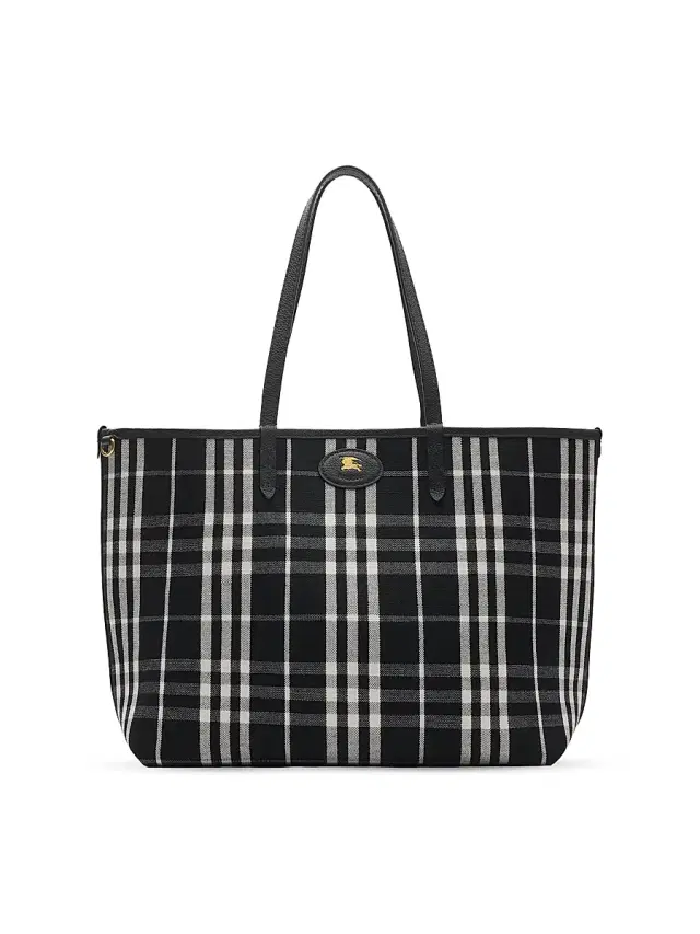 Burberry Women's Bloomsbury  Check Reversible Tote Bag - Black And Black Calico