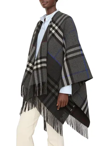Burberry Women's Checked EKD Logo Wool-Silk Scarf | Thumbnail 2