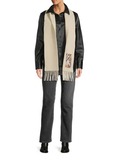Burberry Check Label Cashmere Scarf | Thumbnail 2