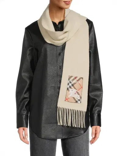 Burberry Check Label Cashmere Scarf | Thumbnail 3 Burberry Check Label Cashmere Scarf | Thumbnail 3