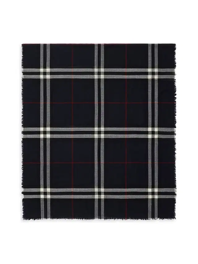 Men's Check Wool Scarf - Ink